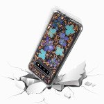 Wholesale Galaxy S10+ (Plus) Luxury Glitter Dried Natural Flower Petal Clear Hybrid Case (Bronze Blue)